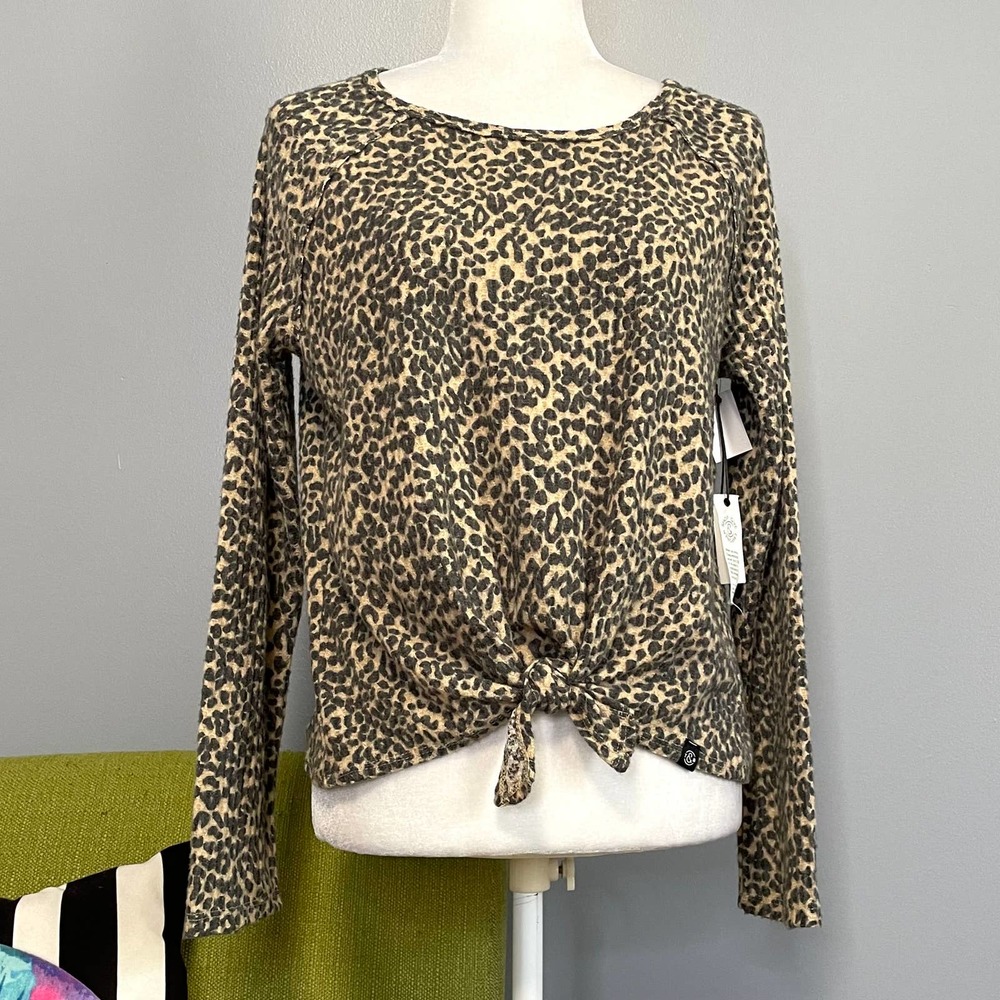 Treasure & Bond Leopard Animal Print Tie Front Sweater NEW XL
